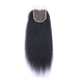 Kinky Straight 4x4 Virgin Human Hair Natural Black Closure