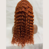 #350 Orange Ginger  13x4  Transparent Frontal Lace Wig Deep Wave Color Wig