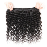 Bundle Deals With Closure Deep Wave Virgin Human Hair Natural Black