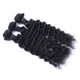 Bundle Deals With Frontal Deep Wave Virgin Human Hair Natural Black