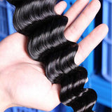 Loose Deep Curly Virgin Human Hair Natural Black Bundles