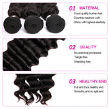 Loose Deep Curly Virgin Human Hair Natural Black Bundles